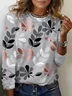 Casual Leaf Crew Neck Long Sleeve T-shirt