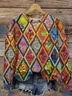 Casual Hoodie Geometric Colorful Pattern Sweatshirt
