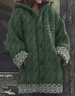 Women St. Patrick's Day Wool/Knitting Plaid Long Sleeve Comfy Casual Cardigan