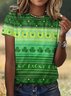Casual St. Patrick's Day Striped Crew Neck Short Sleeve T-shirt