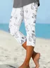 Casual Floral Printing Capris Elastic Waist Leggings