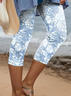 Casual Floral Capris Elastic Waist Printing Leggings