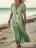 Women Music V Neck Short Sleeve Comfy Casual Printing Maxi Dress
