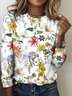 Casual Floral Botanical Print Crew Neck Short Sleeve T-shirt
