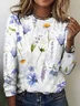 Casual Floral Art Print Crew Neck Long Sleeve T-shirt