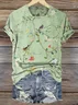 Casual Floral Art Pattern Print Crew Neck Short Sleeve T-shirt