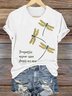 Casual Dragonfly Pattern Crew Neck Short Sleeve T-shirt
