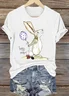 Easter Bunny Print Crew Neck Short Sleeve T-shirt