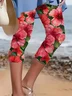 Casual Floral Capris Elastic Waist Printing Leggings