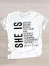 Casual Text Letters Crew Neck Short Sleeve T-shirt