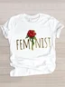 Casual Floral Crew Neck Short Sleeve T-shirt