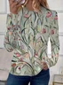Casual Floral Crew Neck Long Sleeve T-shirt