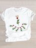 Casual Floral Crew Neck Short Sleeve T-shirt
