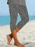 Women Floral Capris Elastic Waist Pants Casual Summer Trousers