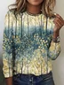 Casual Floral Crew Neck Long Sleeve T-shirt