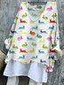 Vintage Easter (rabbit) V Neck Long Sleeve T-shirt