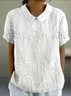 Shirt Collar Short Sleeve Floral Regular Micro-Elasticity Regular Fit Shirt For Women