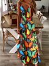 Women Geometric Spaghetti Sleeveless Comfy Casual Maxi Dress