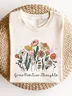 Casual Floral Art Print Comfy Crew Neck Short Sleeve T-shirt