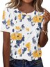Casual Floral Crew Neck Short Sleeve T-shirt