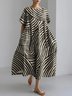 Women Striped Crew Neck Short Sleeve Comfy Casual Maxi Dress