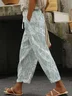 Casual Floral Cotton and Linen Daily Women Long Pants
