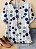 Vintage Polka Dots Crew Neck Three Quarter Sleeve T-shirt