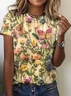 Casual Floral Crew Neck Short Sleeve T-shirt