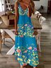 Women Floral Spaghetti Sleeveless Comfy Casual Maxi Dress
