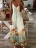 Women Floral Spaghetti Sleeveless Comfy Casual Maxi Dress