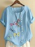 Crew Neck Half Sleeve Dragonfly Regular Regular Fit Blouse For Women