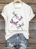 Casual Floral V Neck Short Sleeve T-shirt
