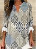 Women's Blouse Graphic Geometric Vintage Floral Daily Long Sleeve V Neck Tops