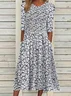 Women Floral Crew Neck Short Sleeve Comfy Casual Printing Maxi Dress