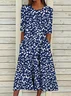 Women Floral Crew Neck Short Sleeve Comfy Casual Printing Maxi Dress
