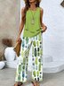Women Ombre Crew Neck Sleeveless Comfy Casual Top With Pants Two-Piece Set