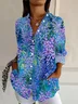 Shirt Collar Long Sleeve Floral Buckle Regular Loose Button Up Shirt Shirt For Women