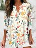 Women Elegant Basic Floral Print Long Sleeve Daily Loose Blouse For Women