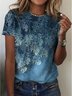 Casual Leaves Print Crew Neck Short Sleeve Comfy T-shirt