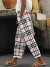 Casual Plaid Printing Comfy Cotton Long Pants