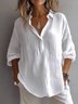 Shirt Collar Long Sleeve Plain Regular Micro-Elasticity Regular Fit Shirt For Women