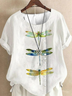 Crew Neck Half Sleeve Dragonfly Regular Regular Fit Blouse For Women