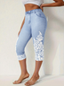 Casual 3D Printing Capris Elastic Waist Pant
