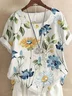 Crew Neck Half Sleeve Floral Regular Regular Fit Blouse For Women