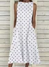 Women Polka Dots Crew Neck Sleeveless Comfy Casual Printing Maxi Dress