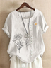 Casual Cotton Floral Daisy Print Summer Blouse For Women