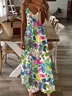 Women Floral Spaghetti Sleeveless Comfy Casual Maxi Dress