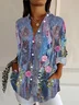 Shirt Collar Long Sleeve Floral Buckle Regular Loose Button Up Shirt Shirt For Women