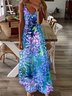 Women Floral Spaghetti Sleeveless Comfy Casual Maxi Dress