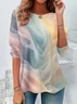 Casual Ombre Crew Neck Long Sleeve T-shirt